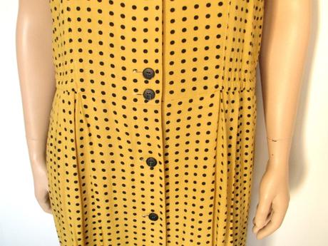 Horčicovo-žlté bodkované retro šaty, xl