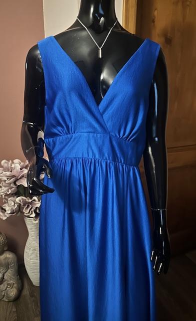 Slávnostné modré maxi šaty, l / m