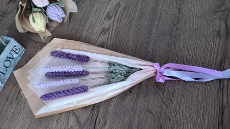 Háčkovaná kytica, levanduľa, 