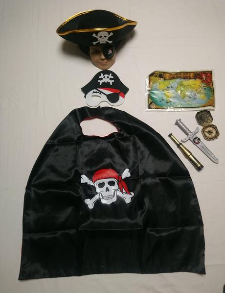 Kostým pirát sada, plášť klobúk sada doplnkov 3-8r,