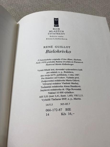 Stará rozprávková knižka bielohrivko rené guillot, 