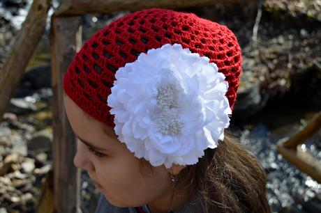 Háčkovaná čiapočka s kvetom, 50 - 158