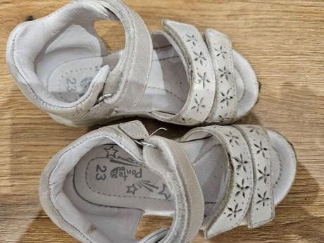 Biele kožené sandálky, veľkosť 23, 23