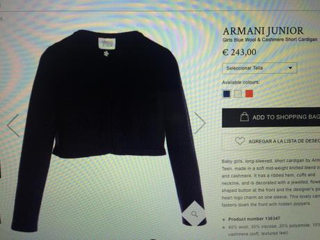 Armani bolerko svetrik 9-11 rokov stalo 243 eur, armani,140