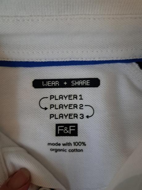 Biele tričko s modrým lemom, f&f,122