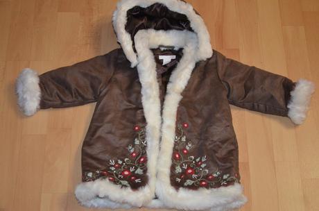 Kabát s vysivkou s kvietkami a kozusinkou, h&m,86