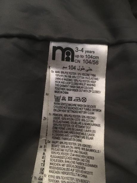 Prechodná vatovaná bundička, mothercare,104