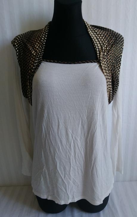 Elastický krémový top s farebným lemovaním, italy, m