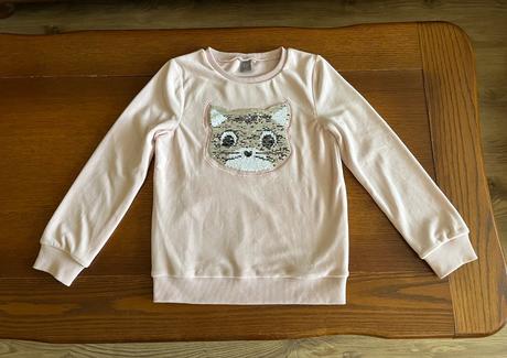 Teplá zamatová mikina s mačičkou premieňacou, kids,134