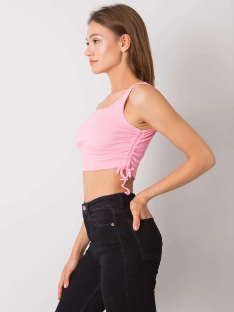 Ružový crop top s sťahovaním od značky loretta, l / m / s