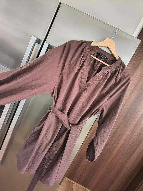 Kappahl bavlnené hnedé voľné šaty s opaskom m-l-xl, kappahl,l