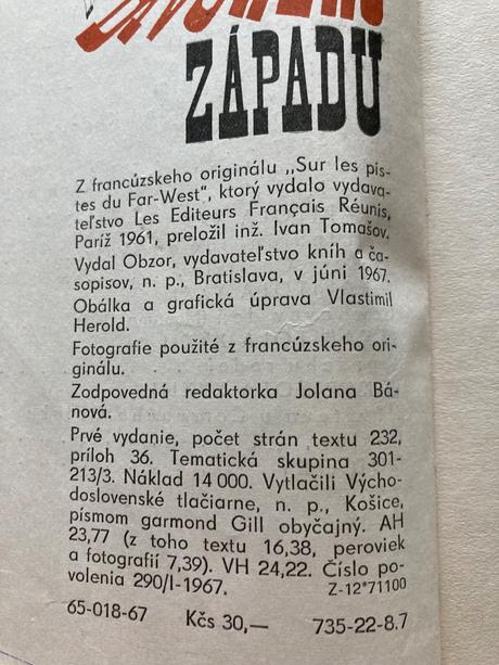 Po stopách divokého západu- prvé vyd.1967,