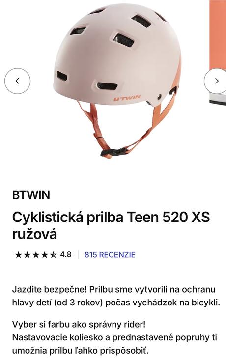 Cyklistická prilba teen 520 xs, xs