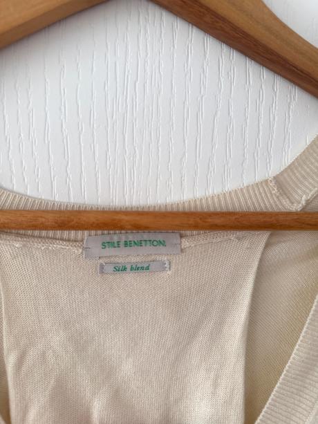 Krémový kardigan zo zmesi viskózy a hodvábu, benetton,m