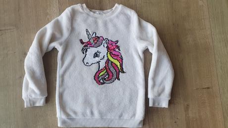 Chlpatá mikina s flitrami, h&m,122