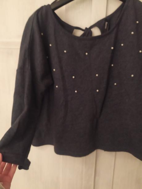 Krátka crop mikina s perličkami, takko,xs