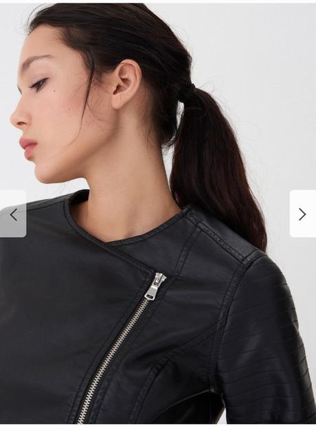 Čierna koženkova biker bunda s visačkou, house,xs