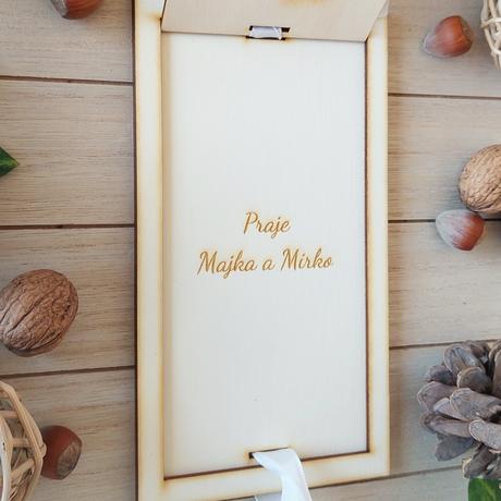 Drevená obálka na peniaze,