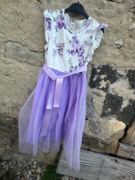 Saty kvetinové s tylovou sukňou, 128 / 134 / 140 / 146 / 152