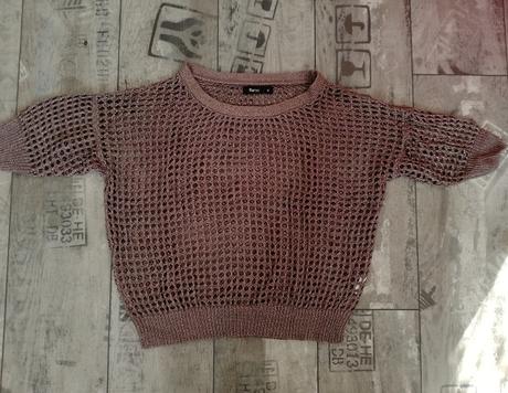 Bronzový háčkovaný pulóvrik, s