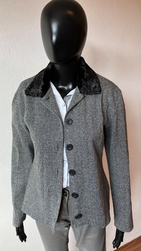 Dámske bielo sivé sako, street one,s