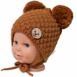 Zimná pletená čiapka teddy bear na zaväzovanie, 50 / 68 / 74 / 80