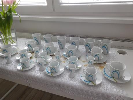 Porcelánová sada na čajík+kapučíno+kávičku-nová, 