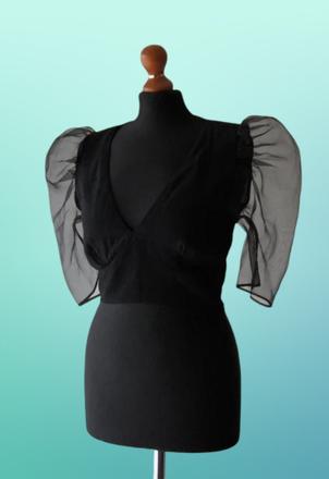 Čierny organzový crop top / blúzka zn.bershka, bershka,m