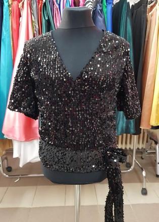 Lesklý top k sukni, nohaviciam - veľkosť s, s