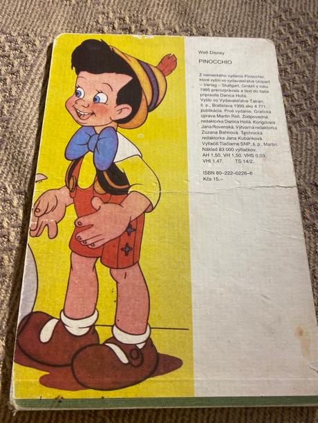 Retro staré leporelo pinocchio walt disney 1990, 