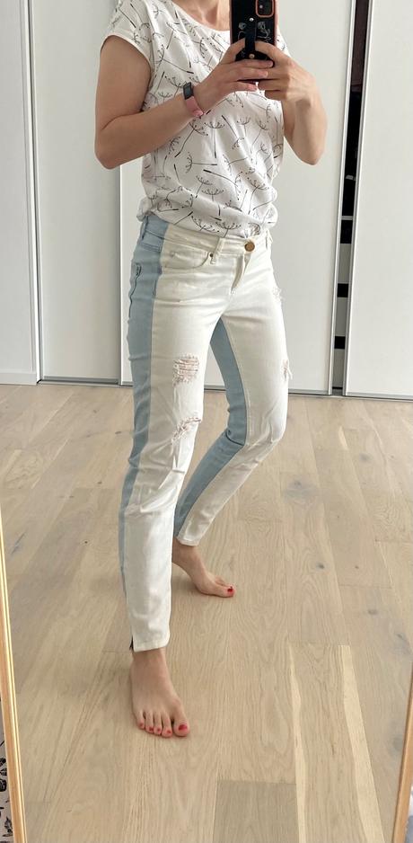 Stradivarius bicolor roztrhané džínsy, stradivarius,xs