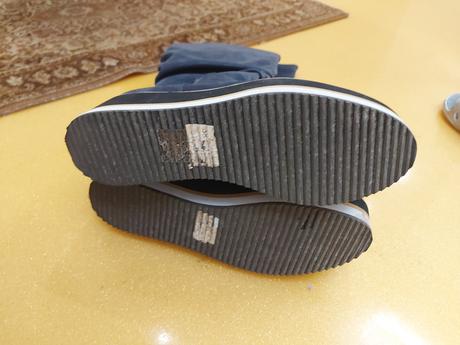 Tmavomodré vysoké čižmy na platforme, baťa,38