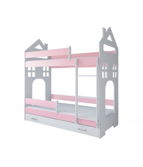 Poschodová posteľ dom ii, ružová - rozmer 180x80, šírka (cm): 80,dĺžka (cm): 180