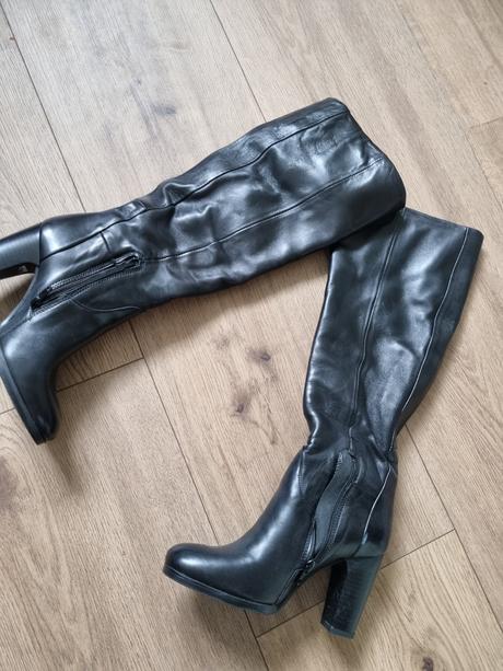 Čierne kožené čižmy po kolená tamaris 36, tamaris,36