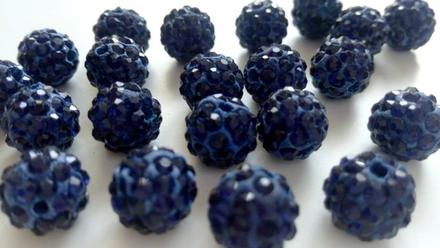 Korálky shamballa - dark blue 10 mm, 