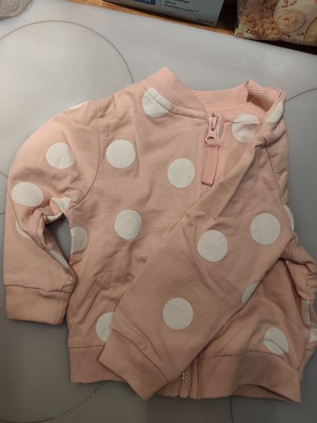 Ružová mikina s bodkami top stav, fox & bunny,86