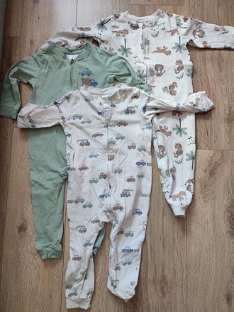 Sada troch pyžamkových overalov na zips, h&m,92
