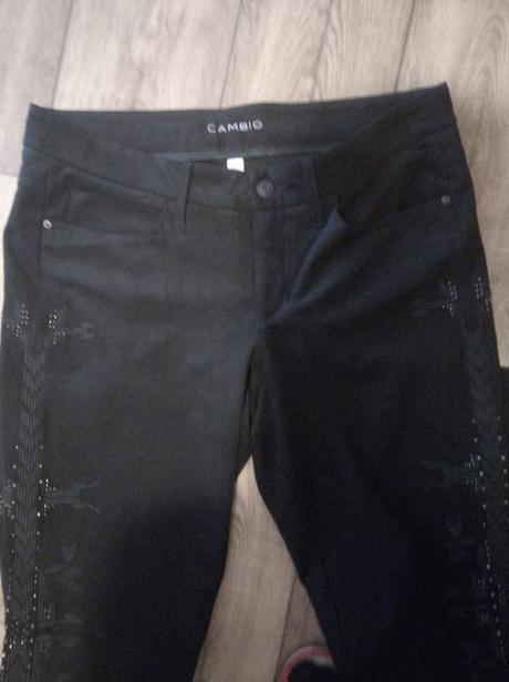 Čierne semišove nohavice ozdobne boky 42, 42