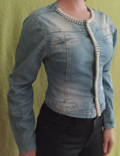 Rifľová bunda s perličkami, s