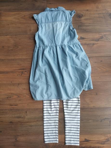Set riflové šatôčky a legíny, h&m,128