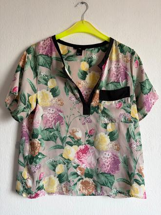 Hm krasna satenova tunika bluzka v boho style amal, h&m,l