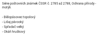 Poštová známka 1987 lišaj pávooký,