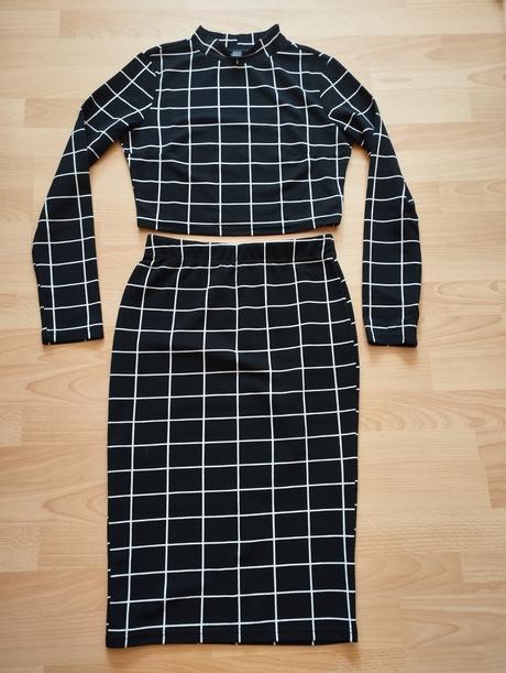 Bieločierny set sukne a topu shein, m