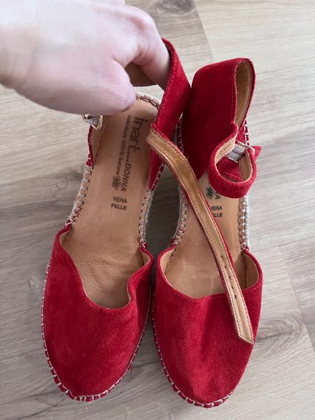 Kožené dámske espadrilky na opätku, 36