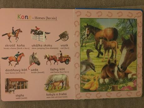 Knižka s 8-mi puzzle s anglickými slovíčkami, 