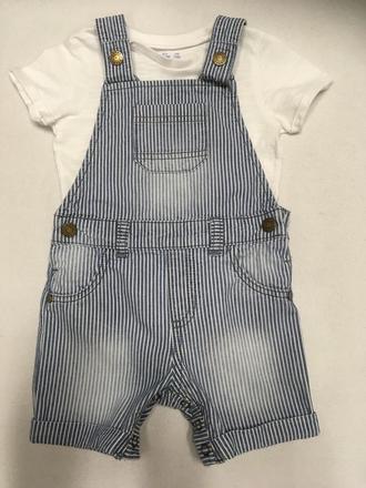 Krátke nohavice na traky s bodičkami 9-12 mes., f&f,80