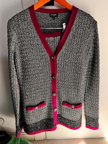 Chanel set dlhší kardigán a mini sukňa vel.m, m