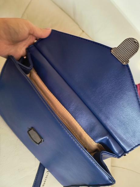 Modrá koženkovaá kabelka,