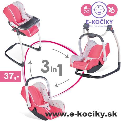 Smoby 3v1 maxi cosi stolička,autosedačka, hojdačka, 