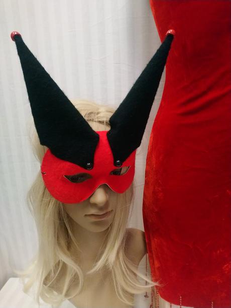 Kostým čertica s rožkami - škraboška, crazy, xs-s,